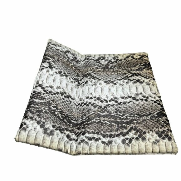 Foldover Clutch Snake Skin Embossed Leather Rectangular Animal Print Minimalist - Picture 5 of 11